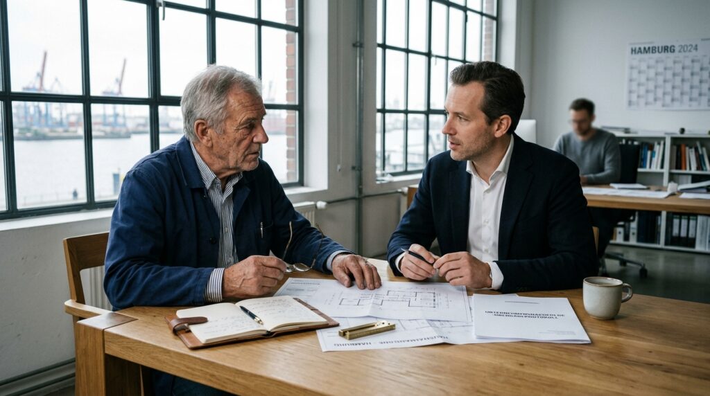 finden Handwerksmeister diskret Übersicht Illustration